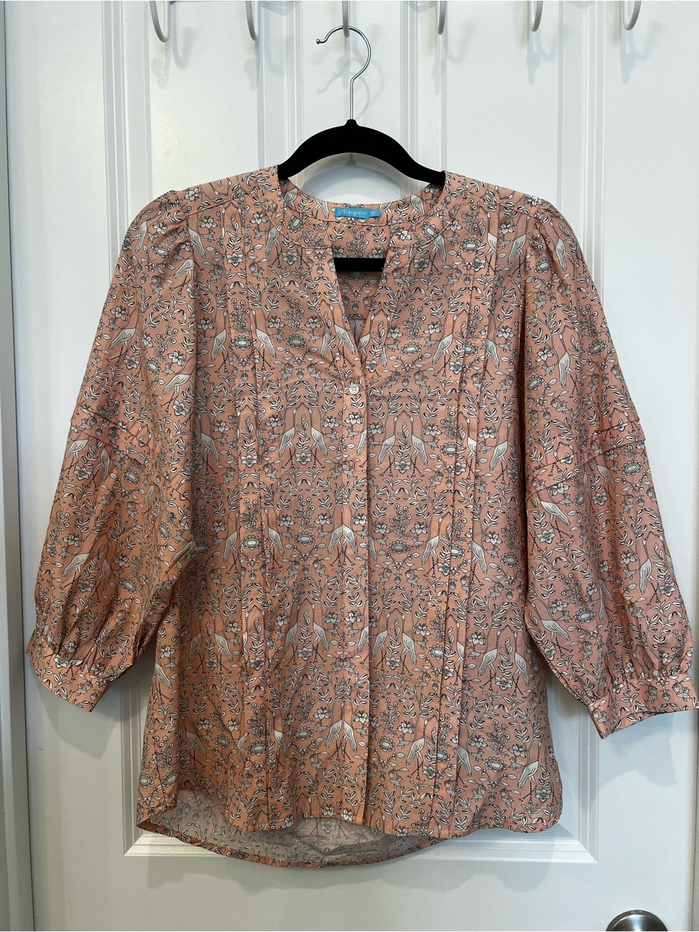 J. McLaughlin Floral Pintuck Blouse - Dusty Pink & Cream